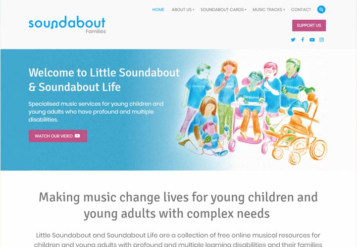 Soundabout Families, Education Charity. Desktop view