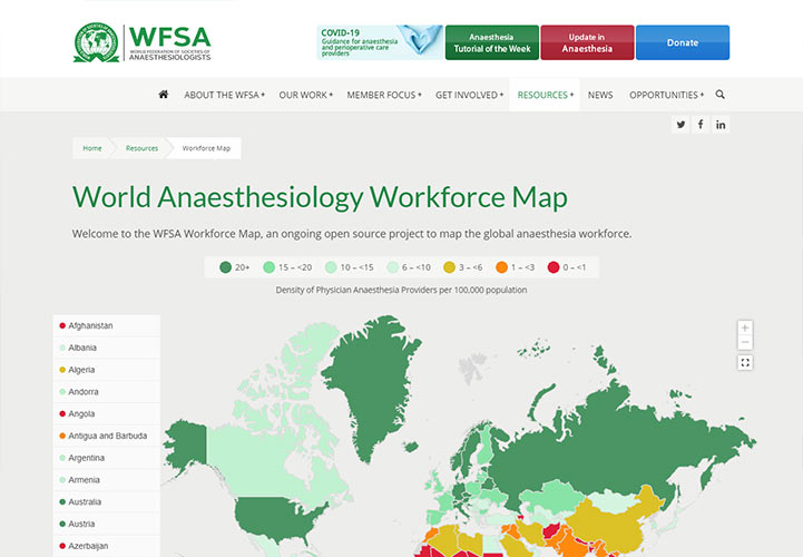 WFSA, Medical Charity. Desktop view